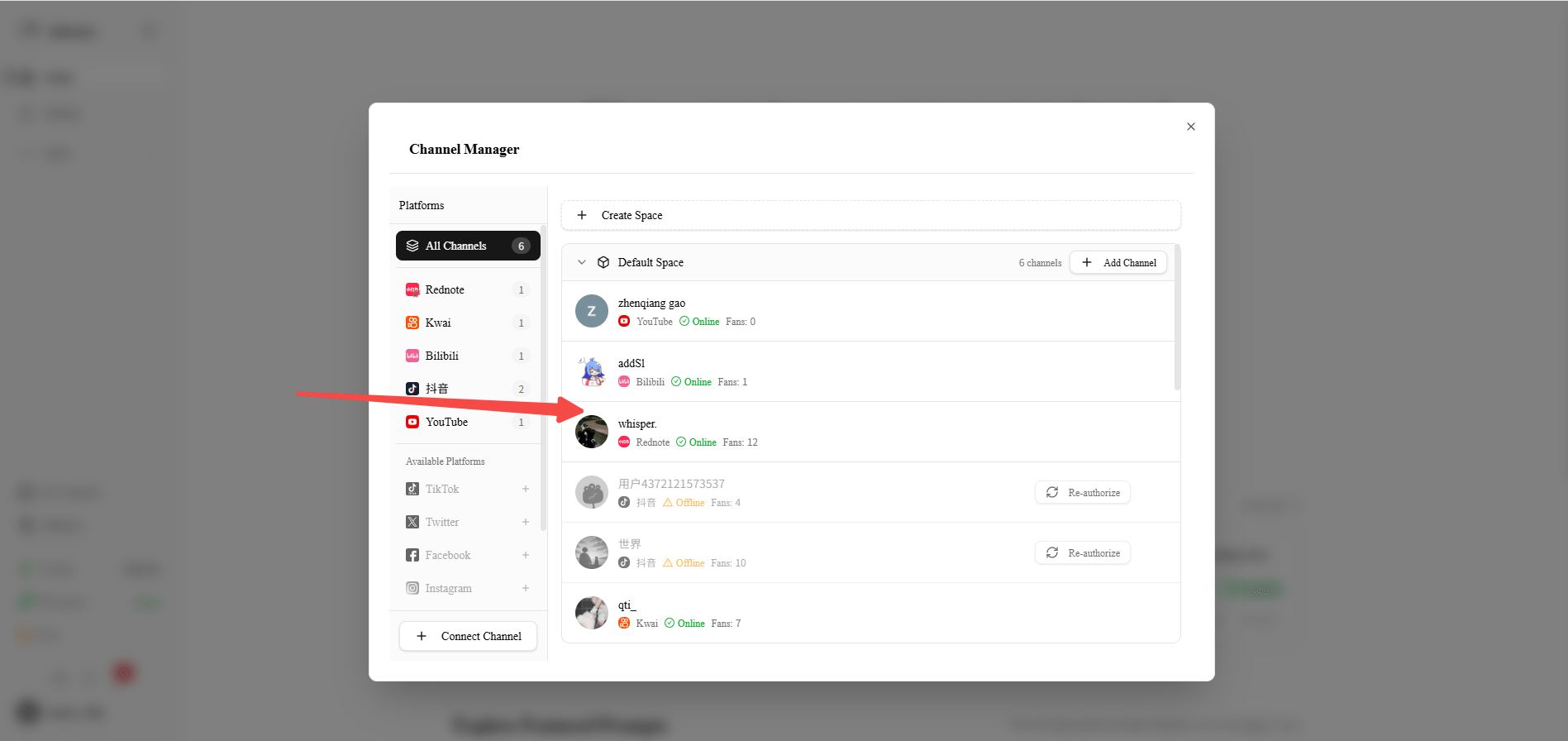 You can see the Xiaohongshu account has been successfully synced