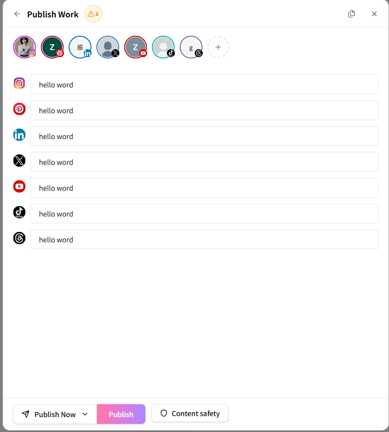 One-tap multi-account publishing